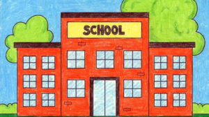 Simple School Drawing For Kids | School Drawing For Kids